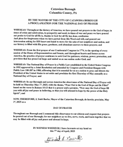 News & Events | Catawissa Borough, Pennsylvania | Established 1774